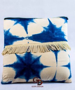 Coussin Bogolan Bleu Blanc