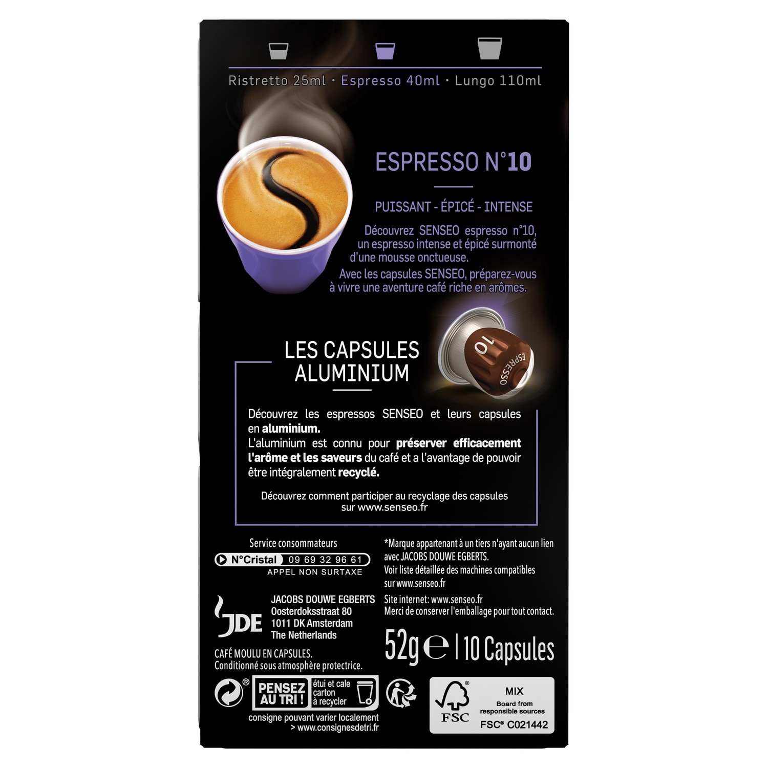 CAPSULES SENSEO ESPRESSO N°10 La Maison Du Café