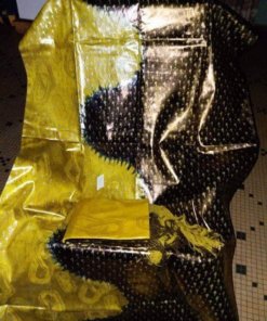 5 MÈTRES +1 MÈTRE BONUS BAZIN RICHE JAUNE MARRON MOTIF ATTACHE