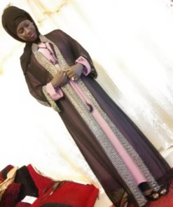 Djellaba Moderne 2 Pièces Noir et Rose