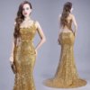 Robe Sexy Pailleté couleur Dorée modèle Sirène Dos Nu