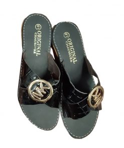 Sandales plates noires effet croco  MK